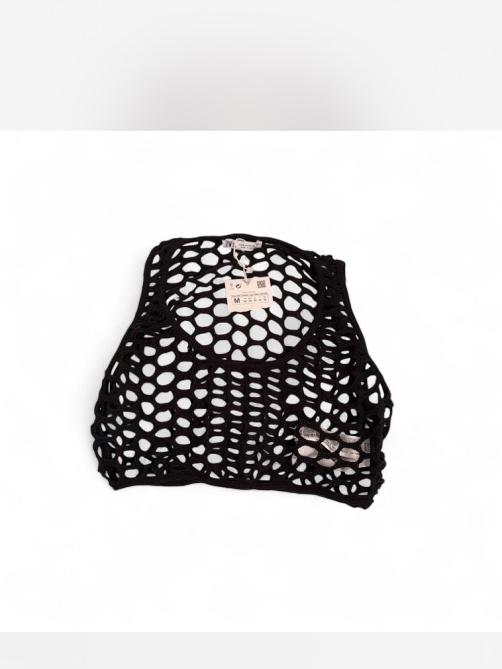 Zara Black Crochet Mesh top